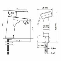 Смеситель для раковины Swedbe Olymp 1860 с гигиеническим душем Хром — фото 2, Смесители для раковины
