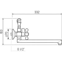 Смеситель для ванны Ростовская Мануфактура Сантехники SL65-140 универсальный Хром — фото 2, Для душа и ванны