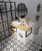 Столешница под раковину 1MarKa Grunge Loft 120 Ц0000004100 над стиральной машиной Дуб вотан — фото 5, Столешницы под раковину