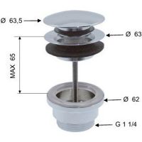 Донный клапан Remer 905CCR114 click-clack Хром — фото 2, Донные клапаны