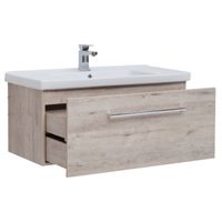 Товар: Тумба BIG INN, 100 см, подвесная, 1 ящик + выдвижной внутренний ящик, дуб кантри - фото 6 Тумба BIG INN, 100 см, подвесная, 1 ящик + выдвижной внутренний ящик, дуб кантри — фото 6, Тумбы под раковину