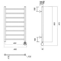 Электрический полотенцесушитель Domoterm Медея П8 400x800 ER Золото — фото 2, Электрические полотенцесушители