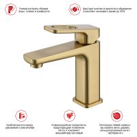 Товар: Смеситель для раковины Raglo R51.10.03 Золото матовое - фото 9 Смеситель для раковины Raglo R51.10.03 Золото матовое — фото 9, Смесители для раковины