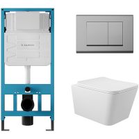 Комплект унитаза с инсталляцией Aqueduto Macio AQDS018 с сиденьем Микролифт и клавишей смыва Хром — фото 1, Комплекты унитаз + инсталляция