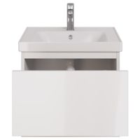 Товар: Тумба PERFECTO, 60 см, подвесная, 1 ящик, push-to-open, белый глянец - фото 6 Тумба PERFECTO, 60 см, подвесная, 1 ящик, push-to-open, белый глянец — фото 6, Тумбы под раковину