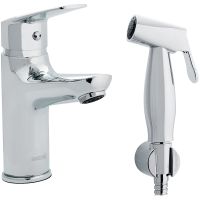 Смеситель для раковины Swedbe Ares 1960 с гигиеническим душем Хром — фото 1, Смесители для раковины