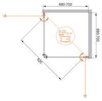 Душевой уголок CEZARES ELENA-W-A-2-70-P-Cr — фото 3, Квадратные душевые уголки