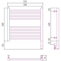 Электрический полотенцесушитель Сунержа Богема 3.0 прямая 500x500 R 00-5805-5050 Хром — фото 2, Электрические полотенцесушители