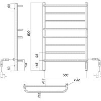 Электрический полотенцесушитель Domoterm Орфей П8 500x800 EK R Хром — фото 2, Электрические полотенцесушители