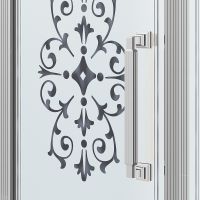 Душевой уголок Ambassador Royal 100x100 18015107-L профиль Хром стекло прозрачное с рисунком — фото 3, Душевые уголки