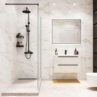 Душевая перегородка Reflection Walk in 90 RX20090CBL-14 профиль Черный матовый стекло прозрачное — фото 9, Душевые перегородки