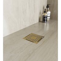 Душевой лоток Drain Leo-01-10 квадрат 100*100 Золото браш Ø 50 мм арт-60210110-06 — фото 3, Душевые лотки