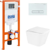 Комплект унитаза с инсталляцией BelBagno Due BB3103CHR/SC/BB002-80/BB018-GV-BIANCO с сиденьем Микрол — фото 1, Комплекты унитаз + инсталляция