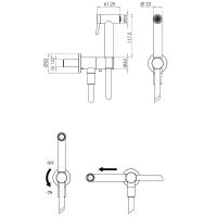 Гигиенический душ с запорным вентилем Remer X-Style Inox SS338M332ON Нержавеющая сталь — фото 2, Гигиенические души