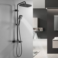 Душевая система Rose R18H R1896H-6 с термостатом Черная матовая — фото 2, Душевые системы