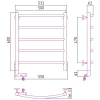 Товар: Электрический полотенцесушитель Сунержа Галант 2.0 600x500 L 31-5200-6050 Черный матовый - фото 2 Электрический полотенцесушитель Сунержа Галант 2.0 600x500 L 31-5200-6050 Черный матовый — фото 2, Электрические полотенцесушители