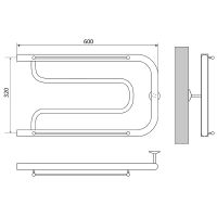 Водяной полотенцесушитель Melodia della vita Foxtrot 32x60х1 MTRFT3260 с полкой Полированная сталь — фото 2, Водяные полотенцесушители