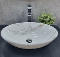 Раковина-чаша CeramaLux 50 D1147-505(340) Белый мрамор — фото 3, Раковины накладные