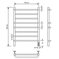 Электрический полотенцесушитель Comfysan Puro-K EC-8 80x50 013233 Черный матовый — фото 2, Электрические полотенцесушители