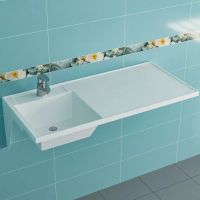 Раковина СанТа Лидер 100 L 900106N с местом под стиральную машину Белая — фото 1, Раковины подвесные