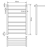 Водяной полотенцесушитель Comfysan Luce W-8 80x50 015480 с полкой Хром — фото 2, Водяные полотенцесушители