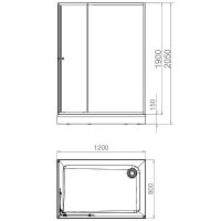 Душевой уголок Melodia della vita Cube 120x80 MCNCB12080MBk профиль Черный стекло матовое — фото 2, Прямоугольные душевые уголки