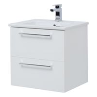 Тумба GIO, 60 см, подвесная, 2 ящика, белый глянец — фото 1, Тумбы под раковину