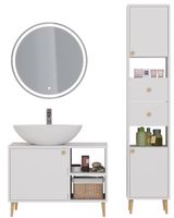 Тумба LUNO, 80см, напольная, 1дв., 2 откр. полки,белый глянец, под ум. Триумф — фото 10, Тумбы под раковину