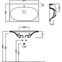 Товар: Раковина Hatria Le Fiabe 81 Y1AB01 Белая - фото 3 Раковина Hatria Le Fiabe 81 Y1AB01 Белая — фото 3, Раковины