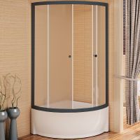 Душевой уголок Radomir Соул 1 90x90 1-03-6-0-0-0021 профиль Черный стекло матовое — фото 1, Душевые уголки четверть круга