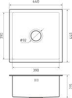 GRANFEST METAL Мойка нерж.сталь AISI 304 1 чаша 440*440*215 мм арт.GF-4444 нерж — фото 2, Кухонные мойки