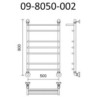 Водяной полотенцесушитель Маргроид Вид 9 800x500 09-8050-002 с полкой Хром — фото 2, Водяные полотенцесушители