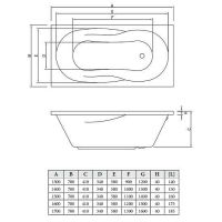 Акриловая ванна C-Bath Vesta 160x70 CBQ005004 без гидромассажа — фото 4, Акриловые ванны