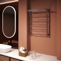 Водяной полотенцесушитель Aringa Римини 50x80x50 L AR03022CH с полкой Хром — фото 2, Водяные полотенцесушители