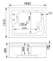 Акриловая ванна Gemy 186х151 G9052 II K L с гидромассажем — фото 3, Акриловые ванны