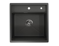 Granula-KS-5051, ЧЕРНЫЙ МАТОВЫЙ, стальная кухонная мойка KITCHEN SPACE — фото 1, Кухонные мойки