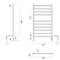 Электрический полотенцесушитель Domoterm Куба DMT Куба П10 500x1000 EK R Белый матовый арт-DMTКубаП10500x1000БЕЛEKR — фото 2, Электрические полотенцесушители