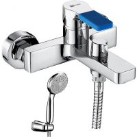 Смеситель для ванны Lemark Aura LM0614C Хром Синий — фото 1, Для душа и ванны