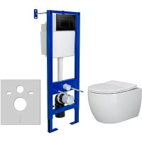 Комплект унитаза Ceramicanova Play CN3001 с инсталляцией Berges Atom 410 040332 с сиденьем Микролифт — фото 1, Комплекты унитаз + инсталляция