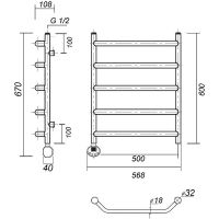 Электрический полотенцесушитель Domoterm Лаура П5 500x600 EL Золото — фото 2, Электрические полотенцесушители