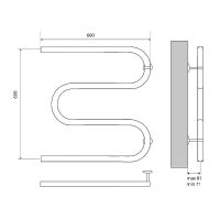 Водяной полотенцесушитель Melodia della vita Simple Polymer М-образный 60х60х1 MTRSP6060PLR Полирова — фото 2, Водяные полотенцесушители