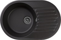 GRANFEST Мойка QUARZ 18 1-чаша+крыло 740*480мм черный арт.GF-Z- — фото 1, Кухонные мойки