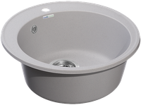 GRANFEST Мойка QUARZ 08 1-чаша D-480мм серый арт.GF-Z- — фото 2, Кухонные мойки