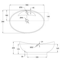 Раковина Bond 59 S15-590 Белая глянцевая — фото 6, Раковины