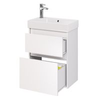 Тумба SLIM, 55 см, подвесная/напольная, 2 ящика, белый глянец — фото 8, Тумбы под раковину