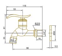 Кран для одного типа воды Bronze de Luxe 21595/2 Бронза с насадкой для шланга — фото 2, Краны
