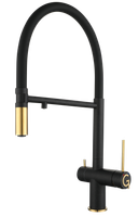 Rivelato Смеситель для кухни Adria U-обр. гибкий излив с краном питьевой воды D-35мм nero oro арт. — фото 1, Смесители для кухни