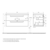 База под раковину подвесная CEZARES ECO-CER-1000-2C-SO-BO — фото 2, Тумбы под раковину