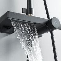 Душевая система Rose R18H R1896H-6 с термостатом Черная матовая — фото 6, Душевые системы