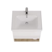 Тумба PERFECTO, 60 см, подвесная, 1 ящик, дуб эврика/белый глянец — фото 7, Тумбы под раковину